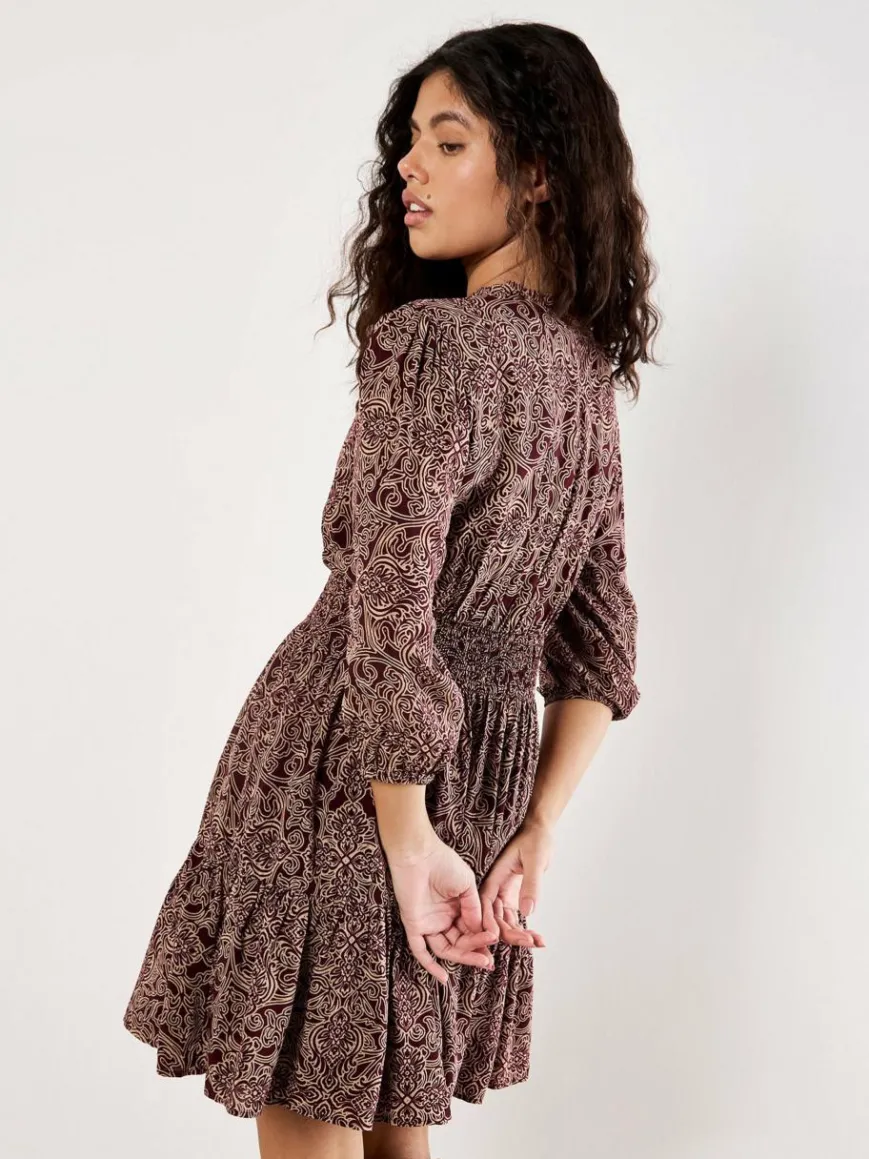 Apricot Kleider*Damen Minikleid rosenholz gemustert