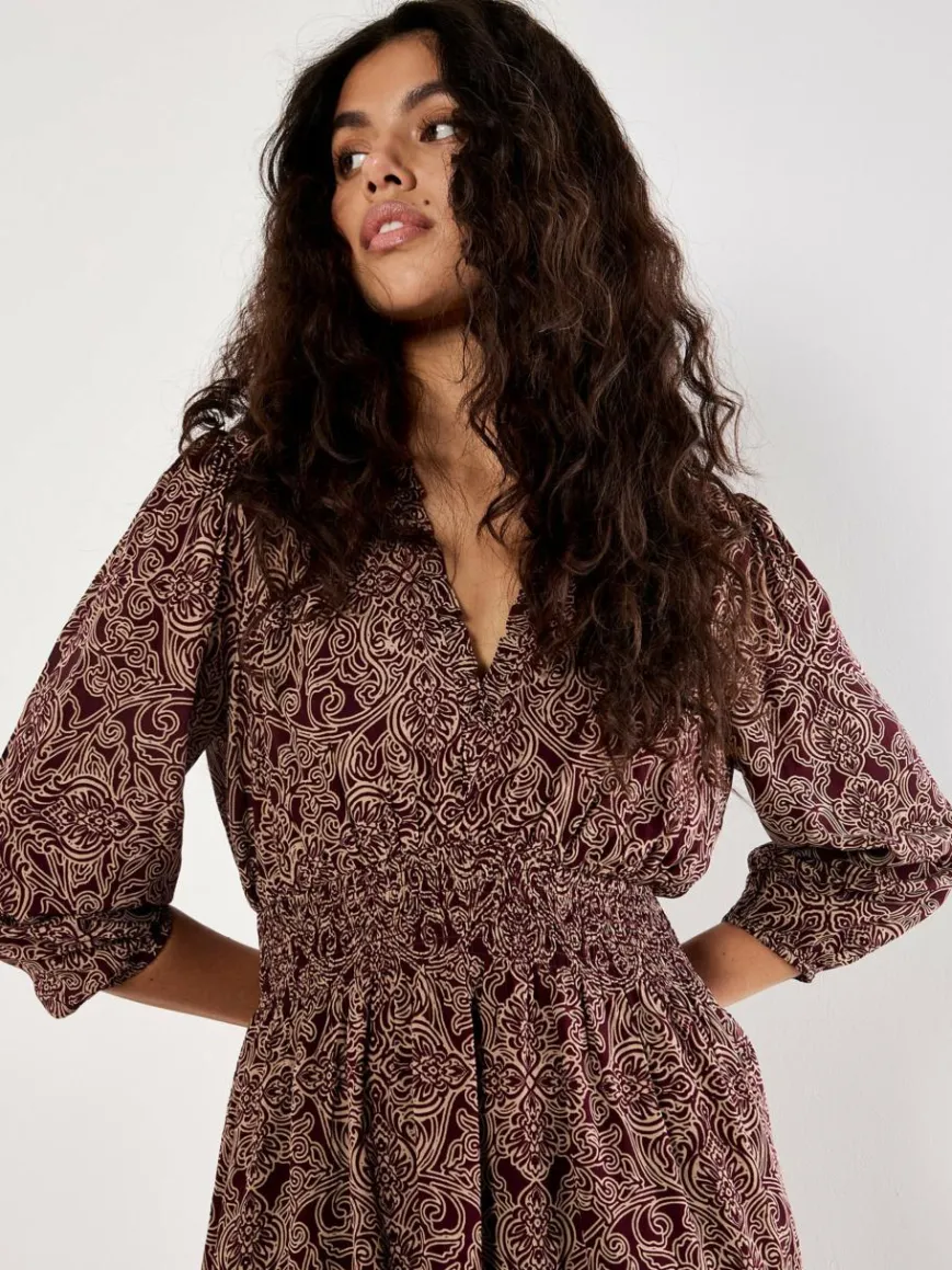 Apricot Kleider*Damen Minikleid rosenholz gemustert