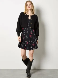 Apricot Kleider*Damen Minikleid schwarz gemustert