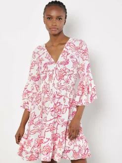 Apricot Kleider*Damen Minikleid rosa gemustert