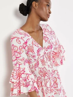 Apricot Kleider*Damen Minikleid rosa gemustert