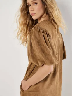 Apricot Kleider*Damen Minikleid braun uni