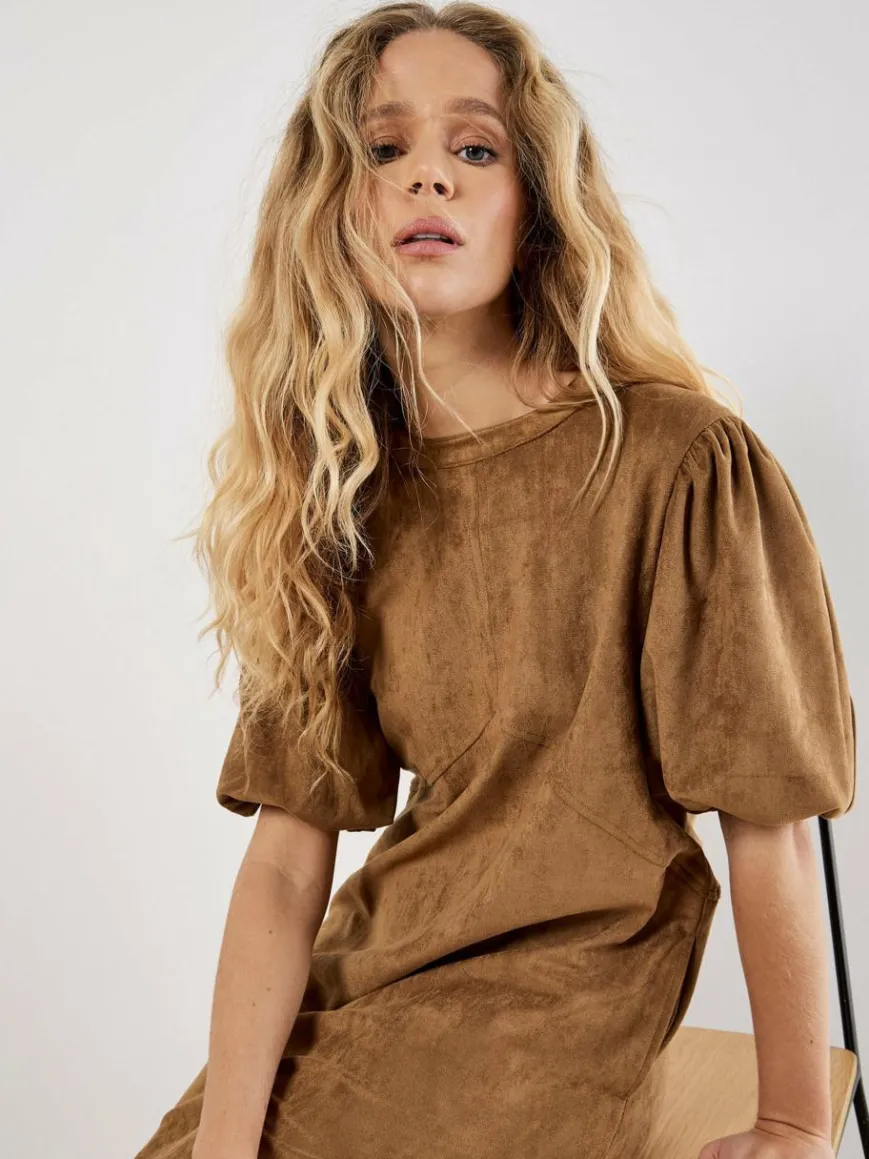 Apricot Kleider*Damen Minikleid braun uni