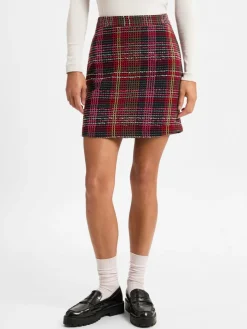 Marie Lund Röcke*Damen Minirock pink schwarz kariert