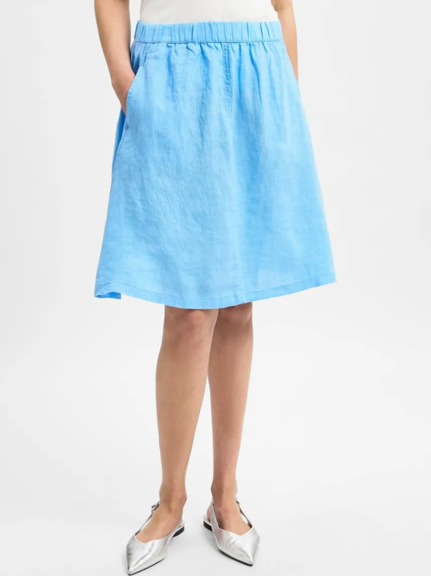 Marie Lund Röcke*Damen Minirock aus Leinen hellblau uni