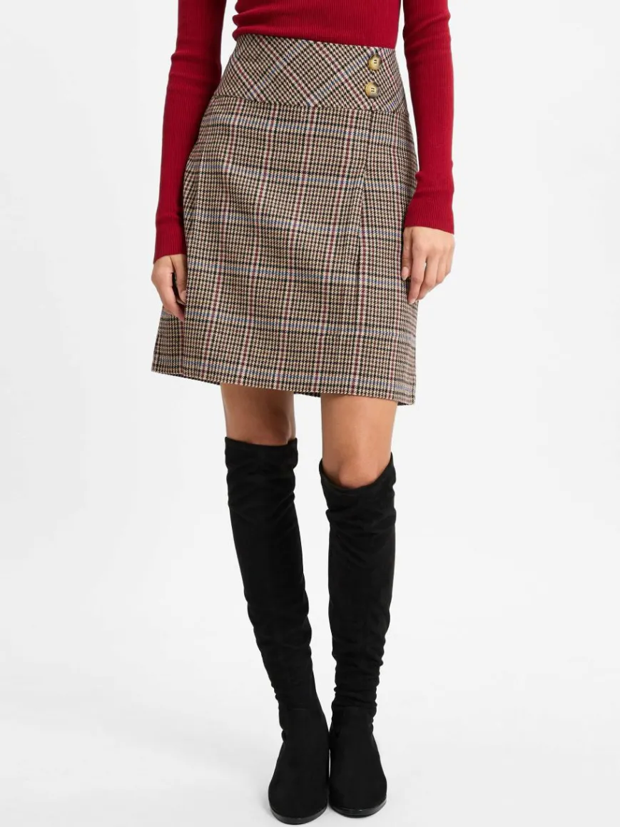 Franco Callegari Röcke*Damen Minirock mit Wollanteil melange bordeaux kariert