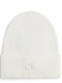 Calvin Klein Mützen & Hüte*Damen Mütze mit Cashmere-Anteil weiß uni