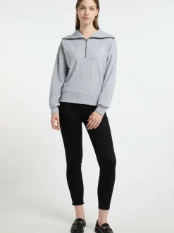 Dreimaster Sweatshirts & Sweatjacken*Damen Oversized Sweatshirt hellgrau meliert
