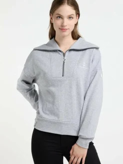 Dreimaster Sweatshirts & Sweatjacken*Damen Oversized Sweatshirt hellgrau meliert