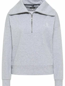 Dreimaster Sweatshirts & Sweatjacken*Damen Oversized Sweatshirt hellgrau meliert