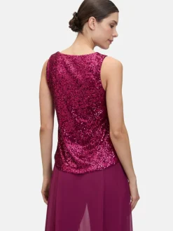 Vera Mont Blusen*Damen Pailletten-Top rot uni