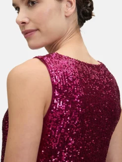 Vera Mont Blusen*Damen Pailletten-Top rot uni