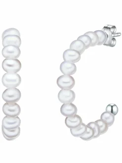Valero Pearls Schmuck*Damen Perlen-Creolen weiß uni