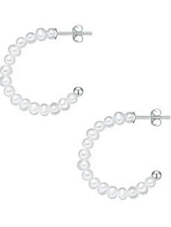 Valero Pearls Schmuck*Damen Perlen-Creolen weiß uni