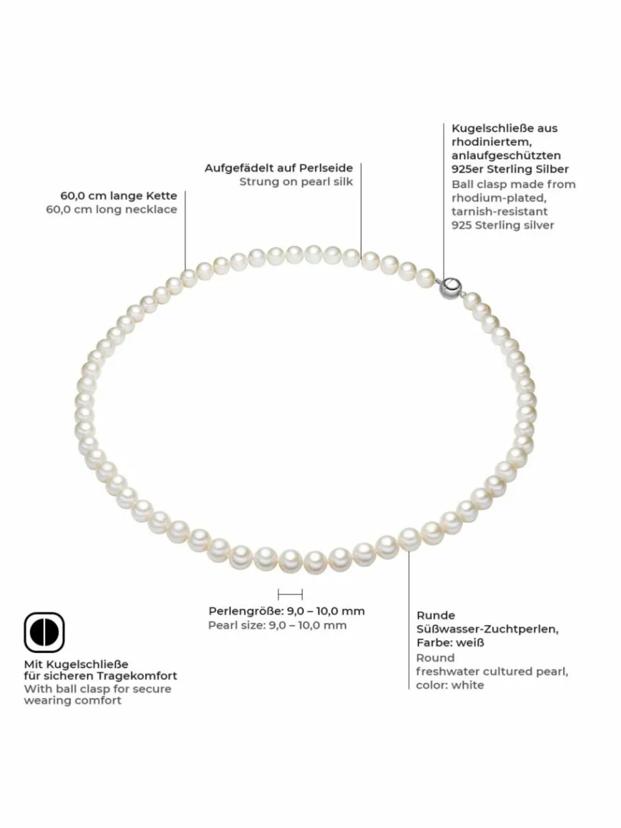 Valero Pearls Schmuck*Damen Perlen-Kette weiß uni