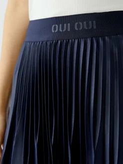 Oui Röcke*Damen Plisseerock blau uni