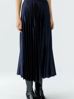 Oui Röcke*Damen Plisseerock blau uni