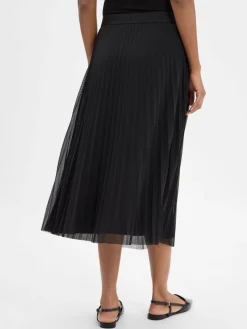 comma Röcke*Damen Plisseerock schwarz uni