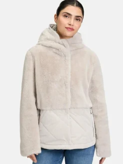 Amber & June Jacken & Westen*Damen Plüschjacke grau uni