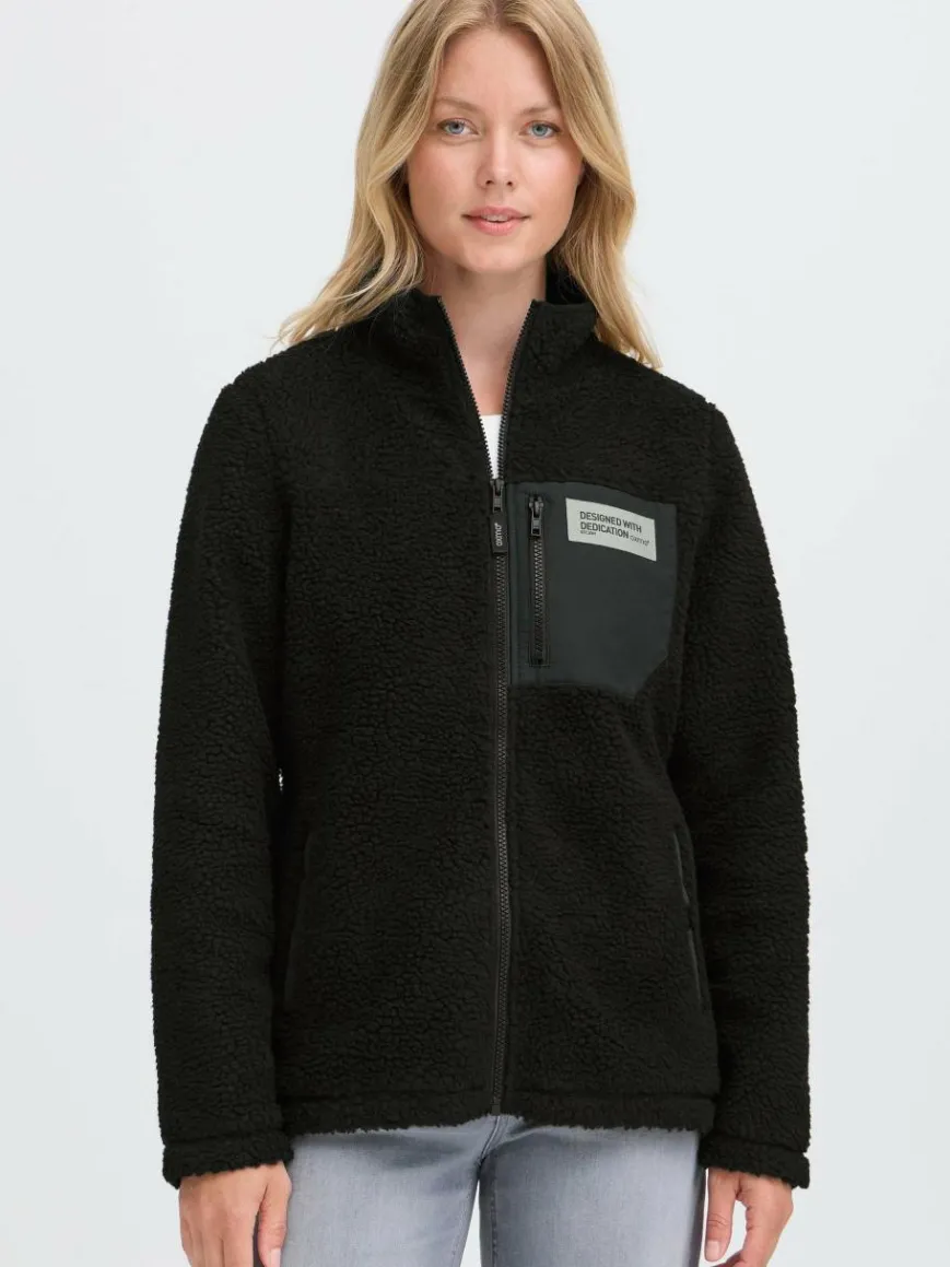 OXMO Jacken & Westen*Damen Plüschjacke - OXABBY schwarz uni