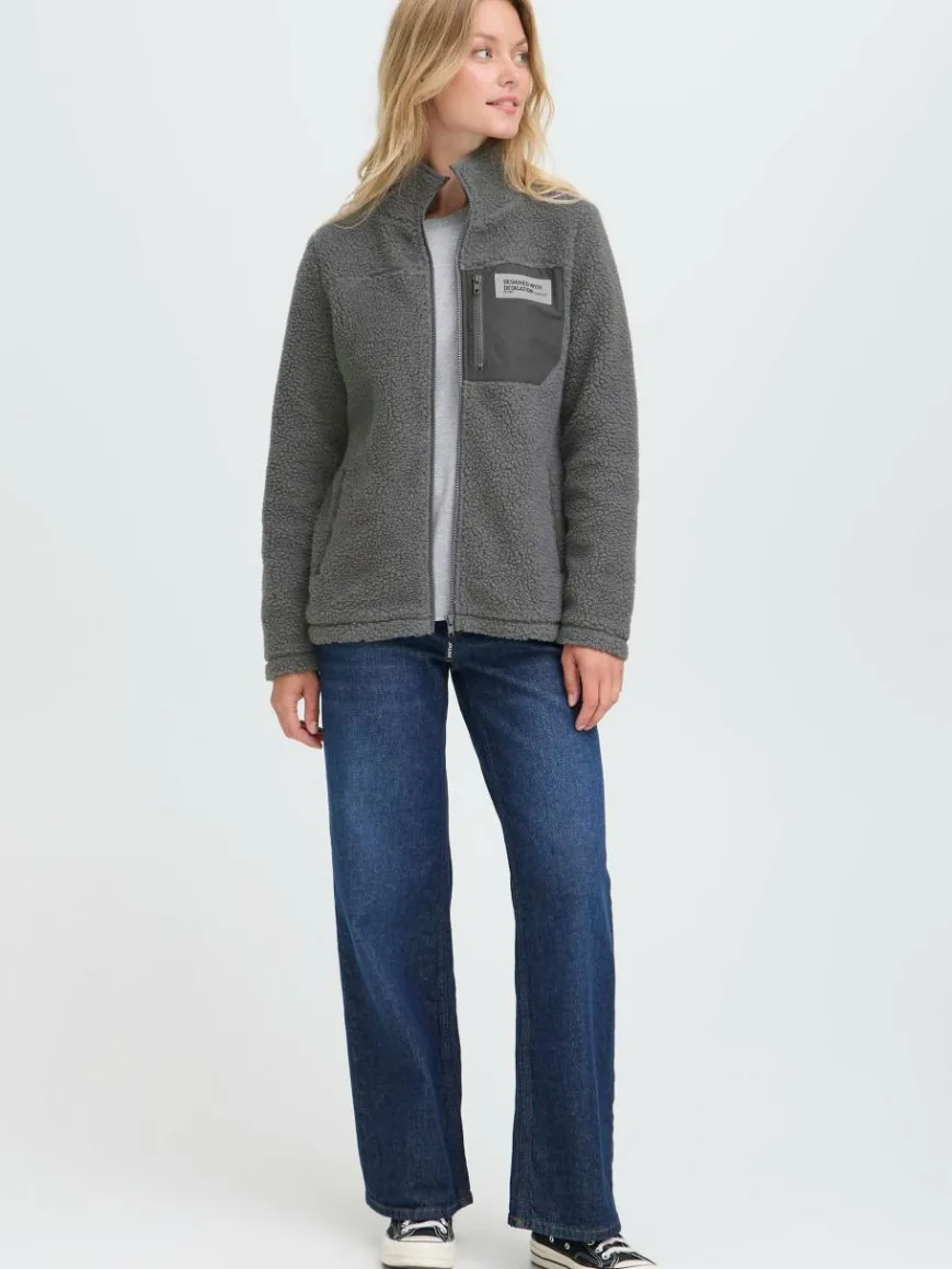 OXMO Jacken & Westen*Damen Plüschjacke - OXABBY grau uni