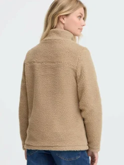 OXMO Sweatshirts & Sweatjacken*Damen Plüschjacke - OXABBY HALFZIP beige uni