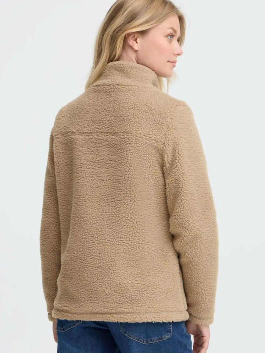OXMO Sweatshirts & Sweatjacken*Damen Plüschjacke - OXABBY HALFZIP beige uni