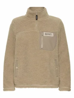 OXMO Sweatshirts & Sweatjacken*Damen Plüschjacke - OXABBY HALFZIP beige uni
