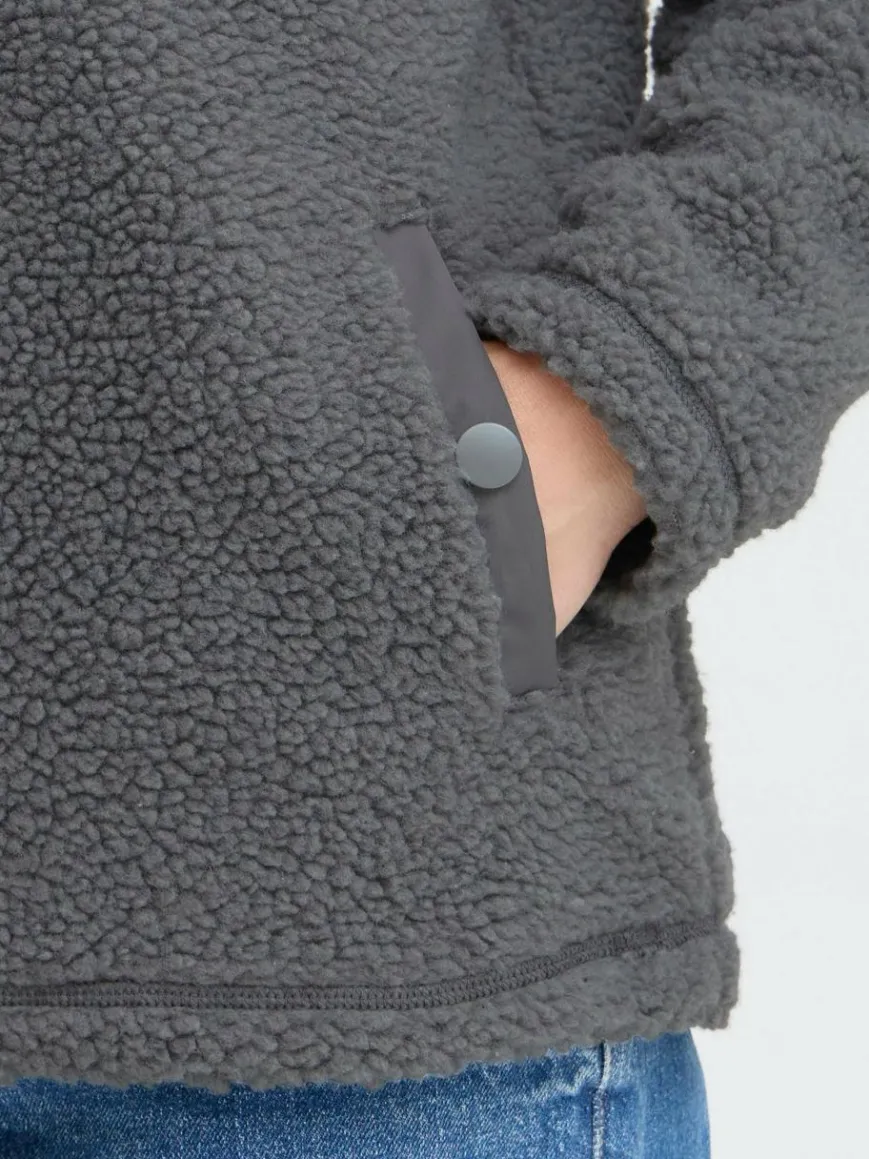 OXMO Sweatshirts & Sweatjacken*Damen Plüschjacke - OXABBY HALFZIP grau uni