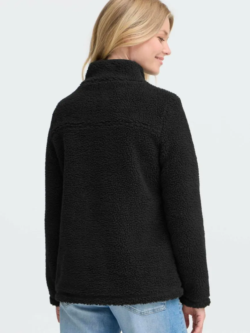 OXMO Sweatshirts & Sweatjacken*Damen Plüschjacke - OXABBY HALFZIP schwarz uni