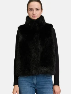 Amber & June Jacken & Westen*Damen Plüschweste schwarz uni