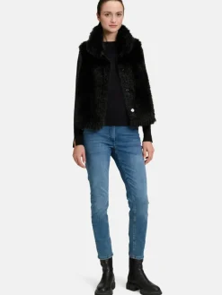 Amber & June Jacken & Westen*Damen Plüschweste schwarz uni