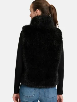 Amber & June Jacken & Westen*Damen Plüschweste schwarz uni