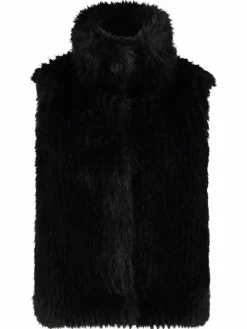 Amber & June Jacken & Westen*Damen Plüschweste schwarz uni