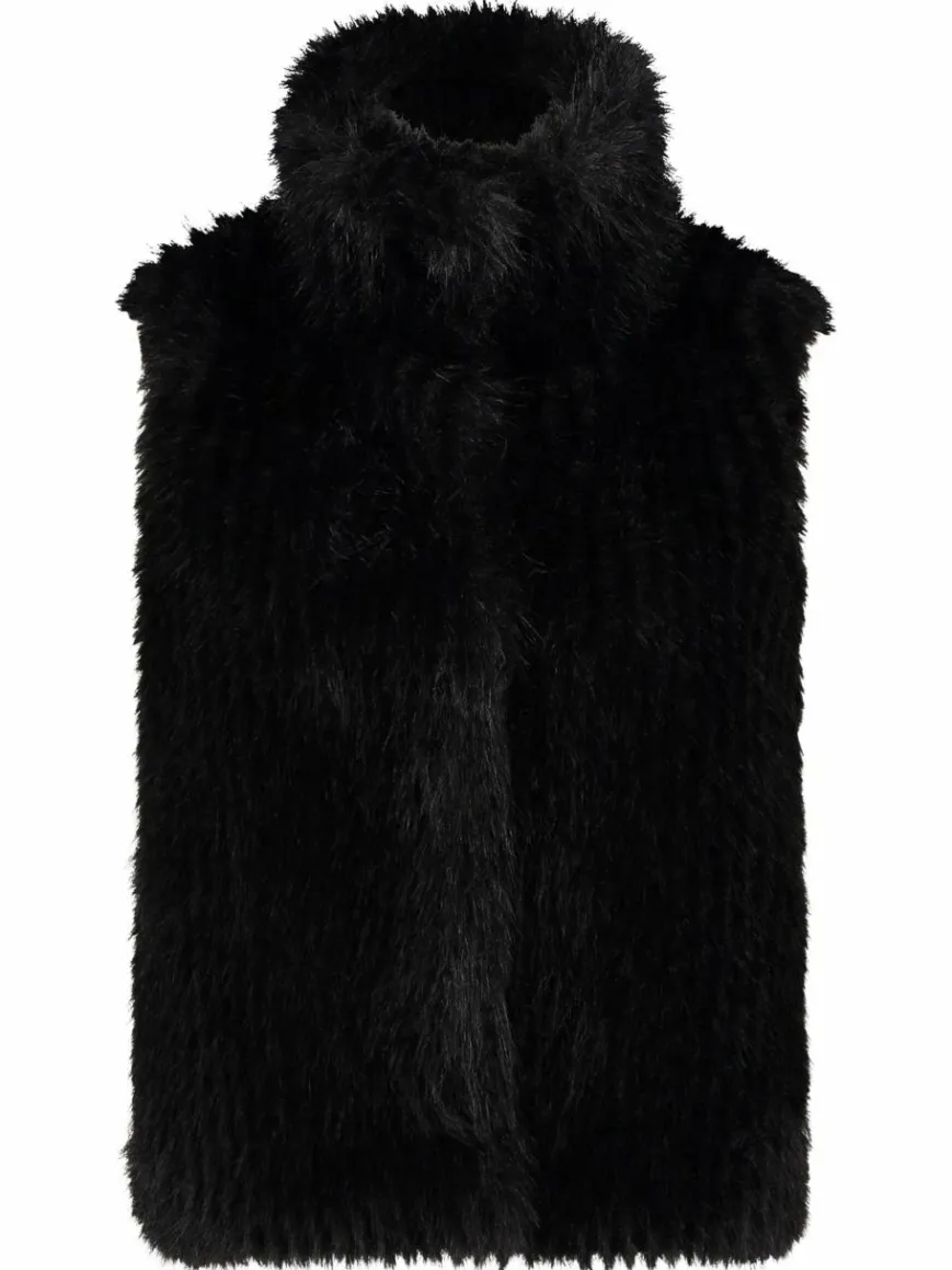 Amber & June Jacken & Westen*Damen Plüschweste schwarz uni