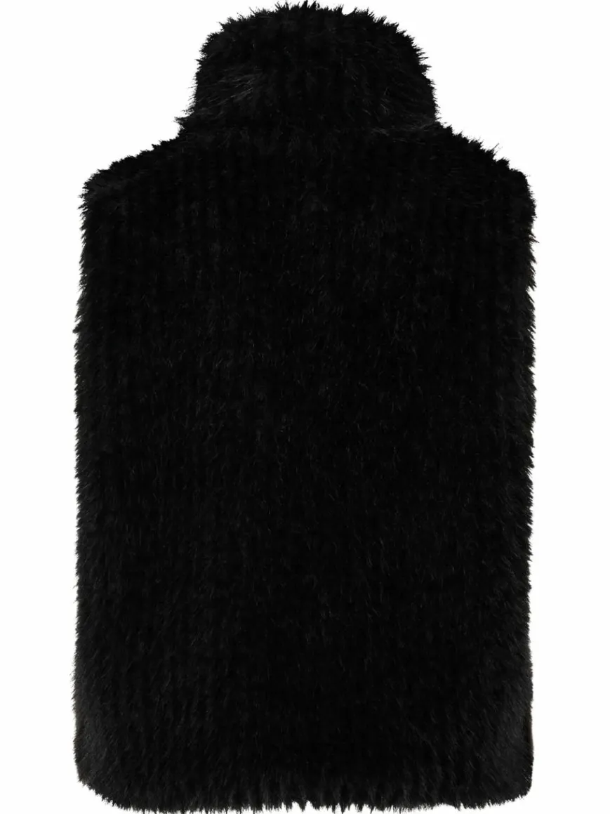 Amber & June Jacken & Westen*Damen Plüschweste schwarz uni