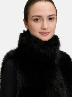 Amber & June Jacken & Westen*Damen Plüschweste schwarz uni