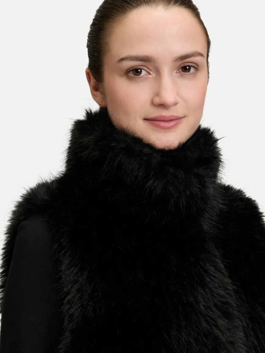 Amber & June Jacken & Westen*Damen Plüschweste schwarz uni