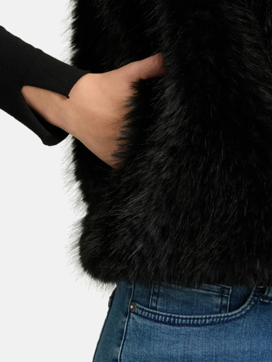 Amber & June Jacken & Westen*Damen Plüschweste schwarz uni