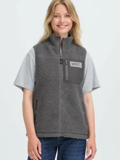 OXMO Jacken & Westen*Damen Plüschweste - OXABBY grau uni