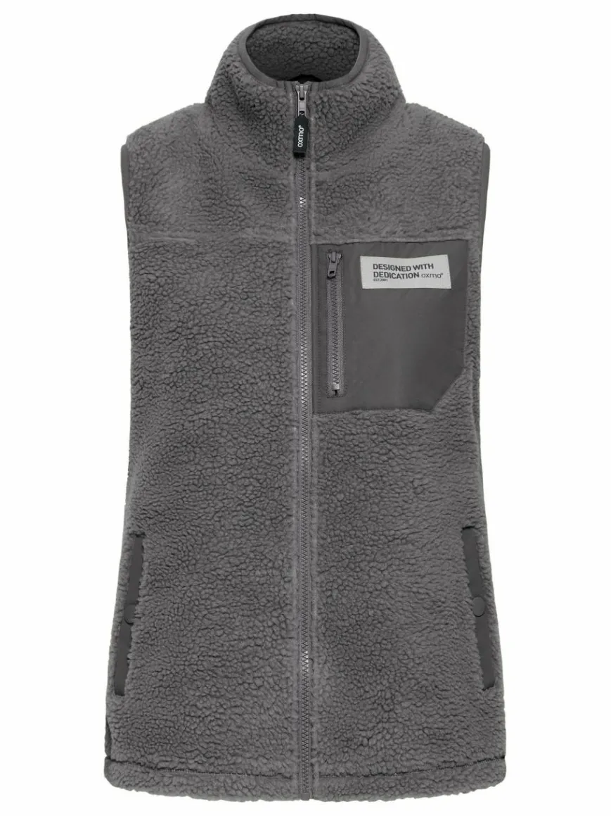 OXMO Jacken & Westen*Damen Plüschweste - OXABBY grau uni