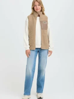 OXMO Jacken & Westen*Damen Plüschweste - OXABBY beige uni