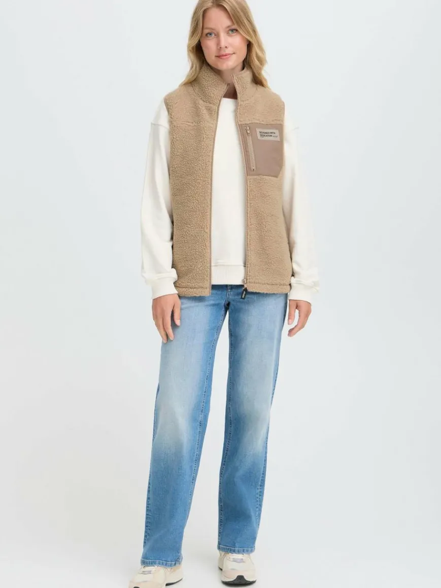 OXMO Jacken & Westen*Damen Plüschweste - OXABBY beige uni