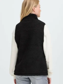 OXMO Jacken & Westen*Damen Plüschweste - OXABBY schwarz uni