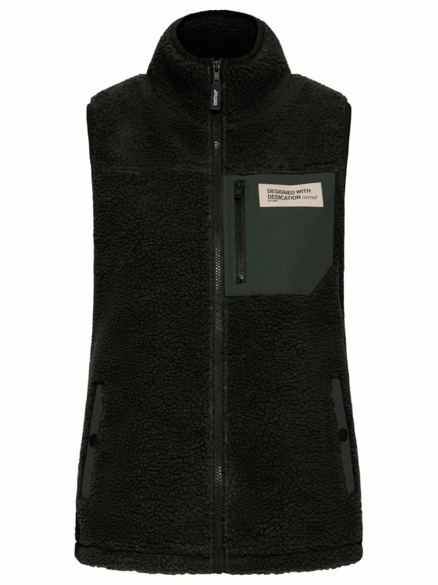 OXMO Jacken & Westen*Damen Plüschweste - OXABBY schwarz uni