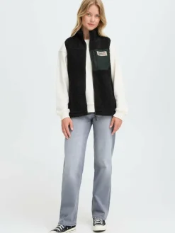 OXMO Jacken & Westen*Damen Plüschweste - OXABBY schwarz uni