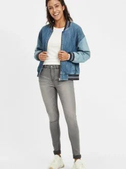 OXMO Jeans*Damen 5-Pocket-Jeans - OXLenna grau uni