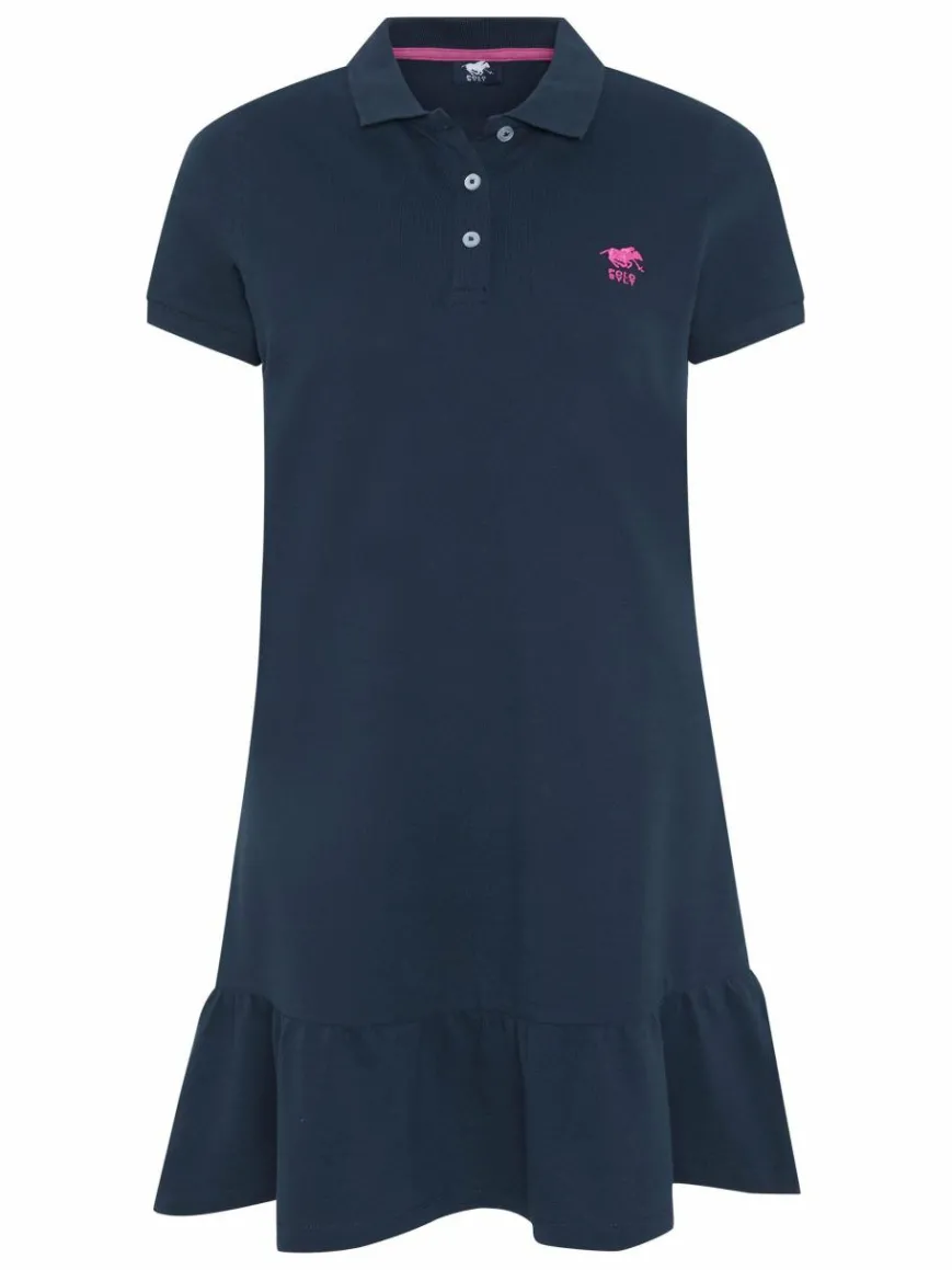Polo Sylt Kleider*Damen Polokleid marine blau uni