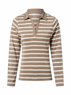 brookshire Shirts & Tops*Damen Poloshirt taupe weiß gestreift
