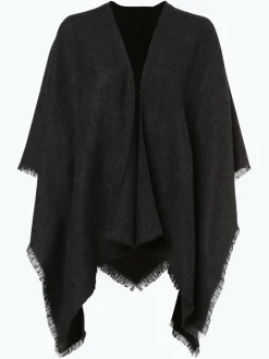 Fraas Pullover & Strickjacken*Damen Poncho schwarz uni